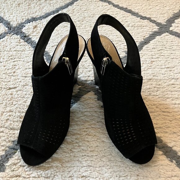 Vince Camuto black suede block heel sandals 6.5 - Picture 3 of 7